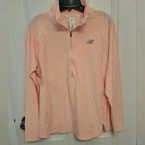 New Balance Half Zip Pullover Peach Large Active Top Lightweight Performance Top